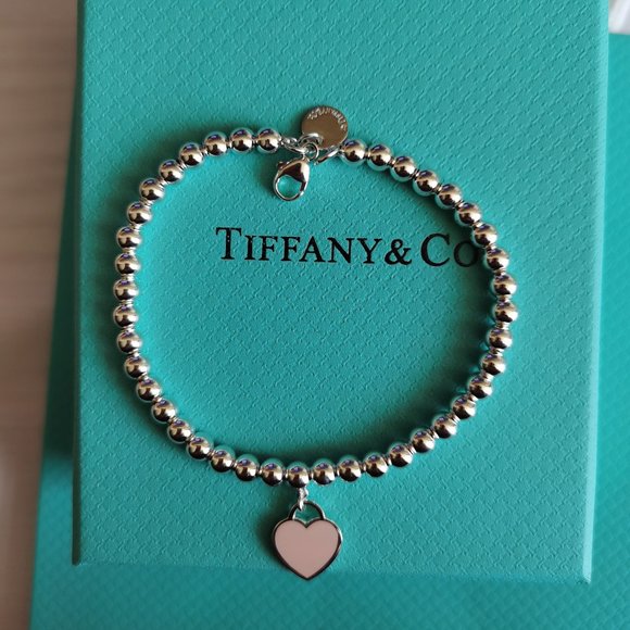 Tiffany & Co. Jewelry - Tiffany & co. Pink Heart Tag Bead Bracelet